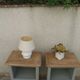 Pair of restored antique bedside tables, carefully refurbished. Painted in grey-green.