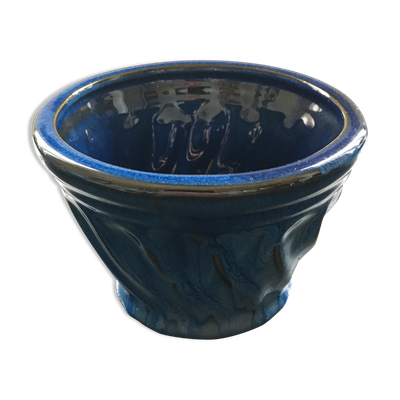 Cache pot grès bleu nuit