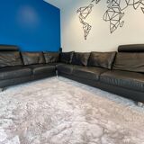 Stressless black leather corner sofa
