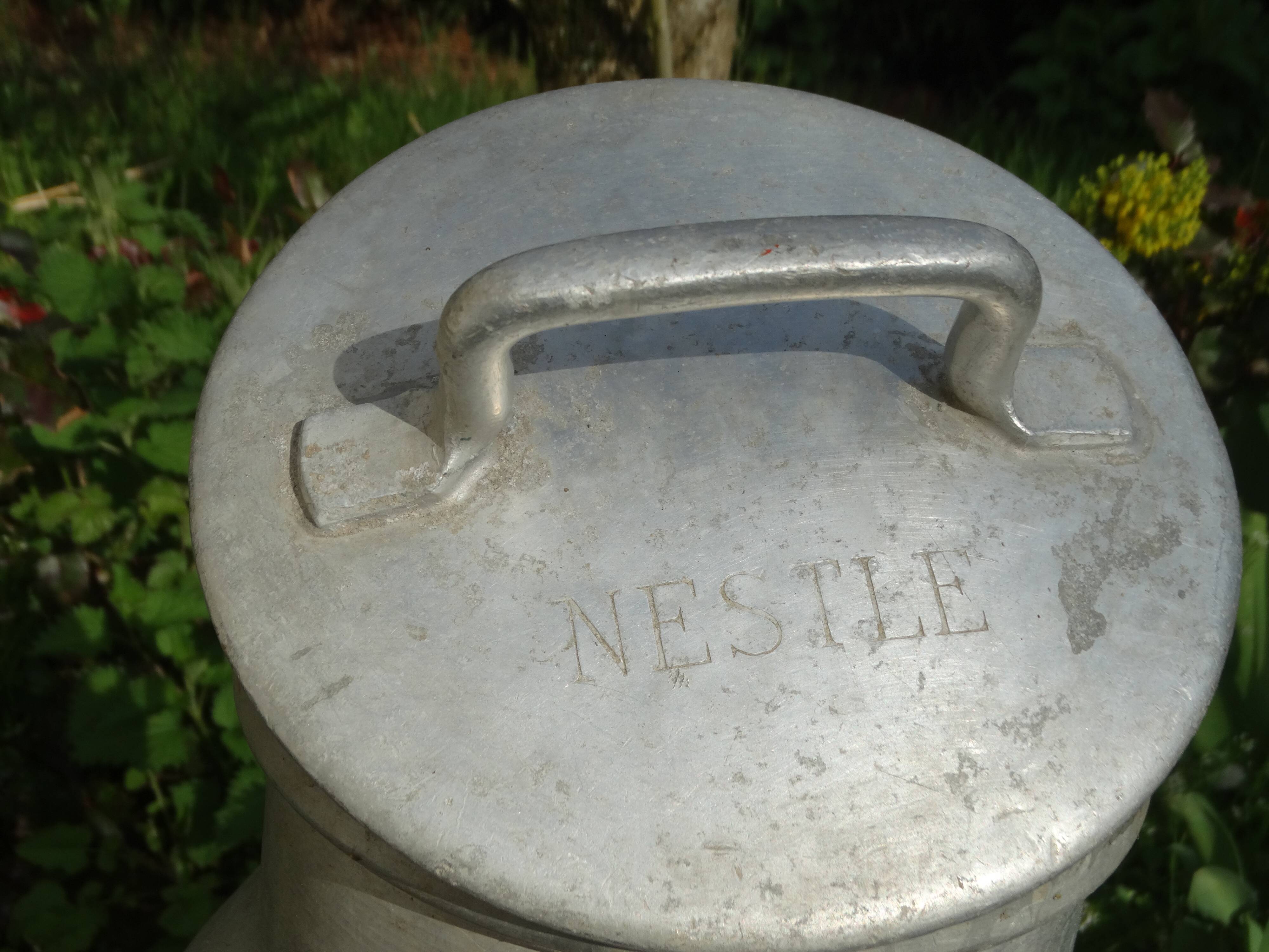 ALUMINUM milk can NESTLE marked schmid