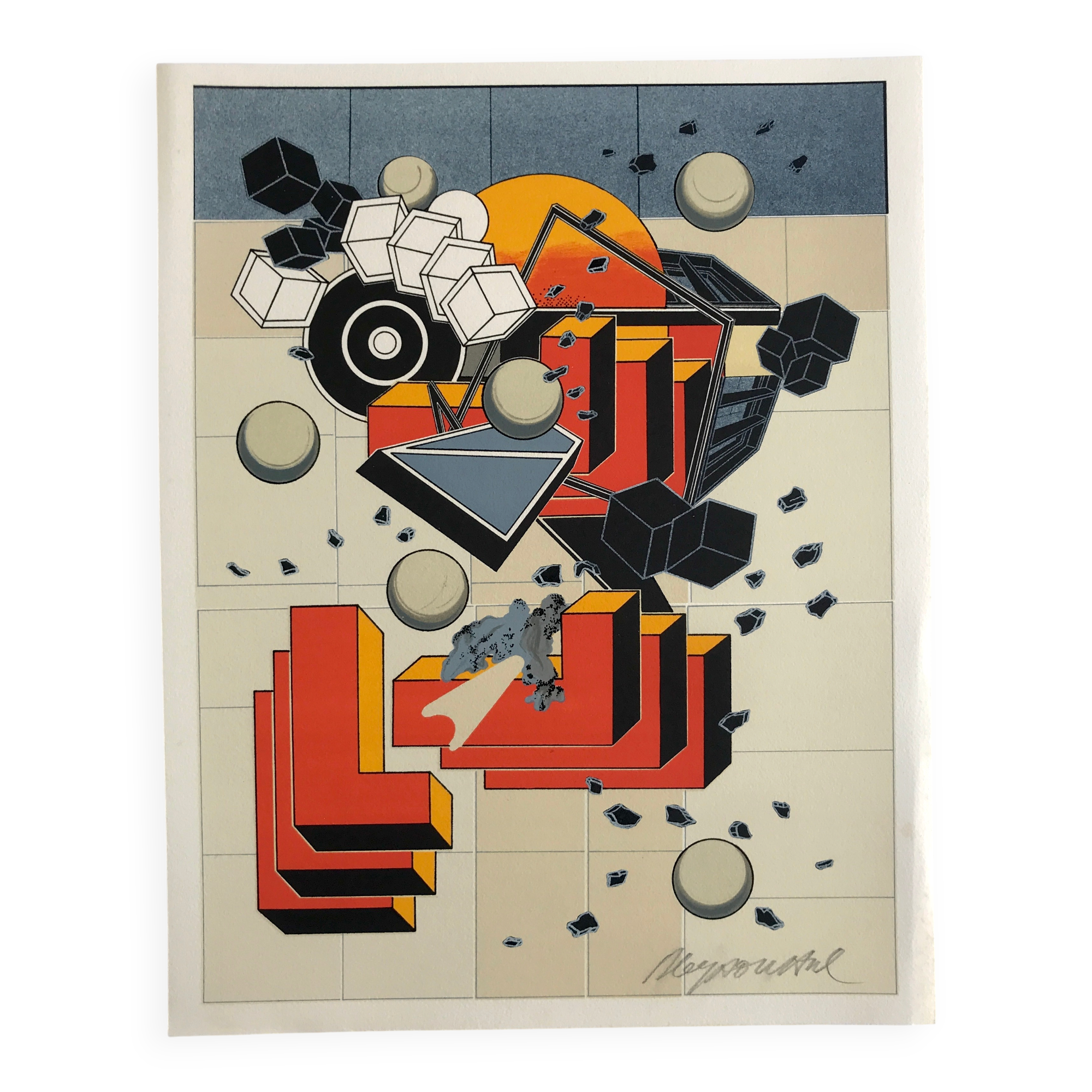 Alain le yaouanc un chantier, 1978. lithographie originale signée au crayon