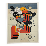 Alain le yaouanc un chantier, 1978. lithographie originale signée au crayon