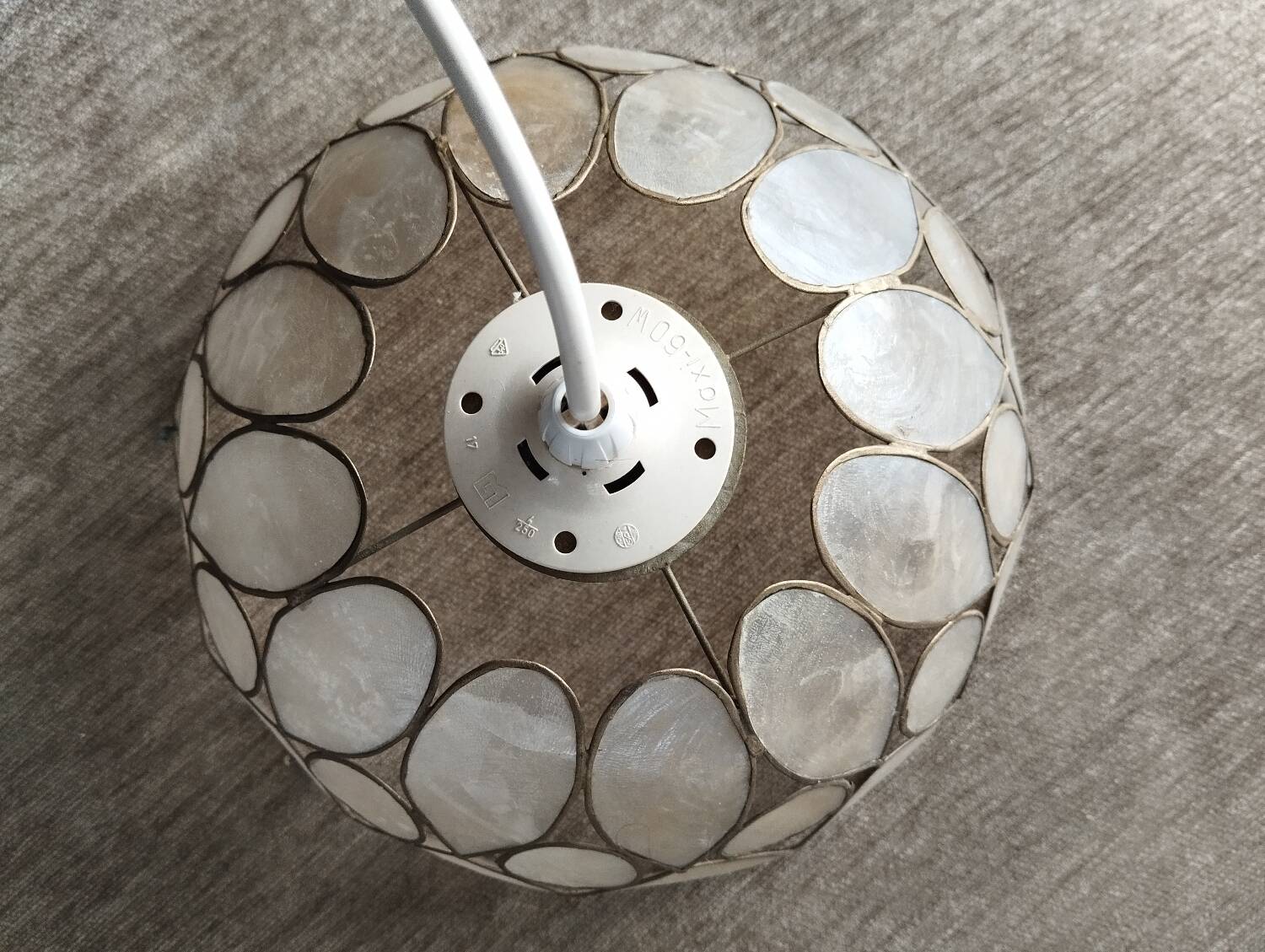 Mother-of-pearl and brass pendant light