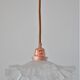 White pleated glass pendant lamp – electric mounting copper color