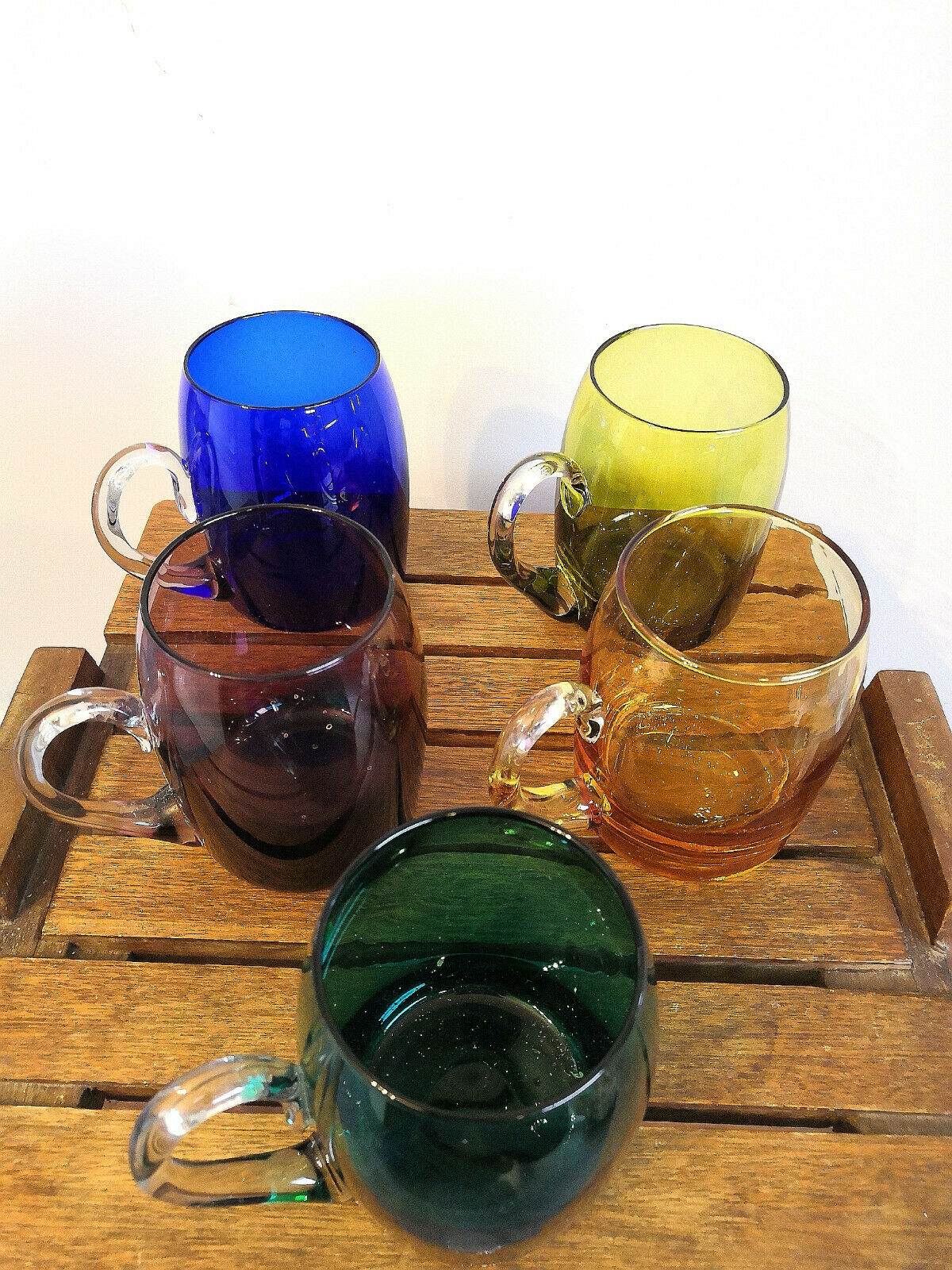 Series of 5 glasses, glass mugs from Murano Italy design 60s - 70s