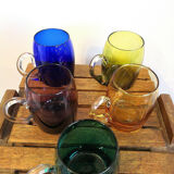Series of 5 glasses, glass mugs from Murano Italy design 60s - 70s