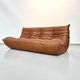 Canapé 3 places Togo en cuir cognac foncé par Michel Ducaroy pour Ligne Roset