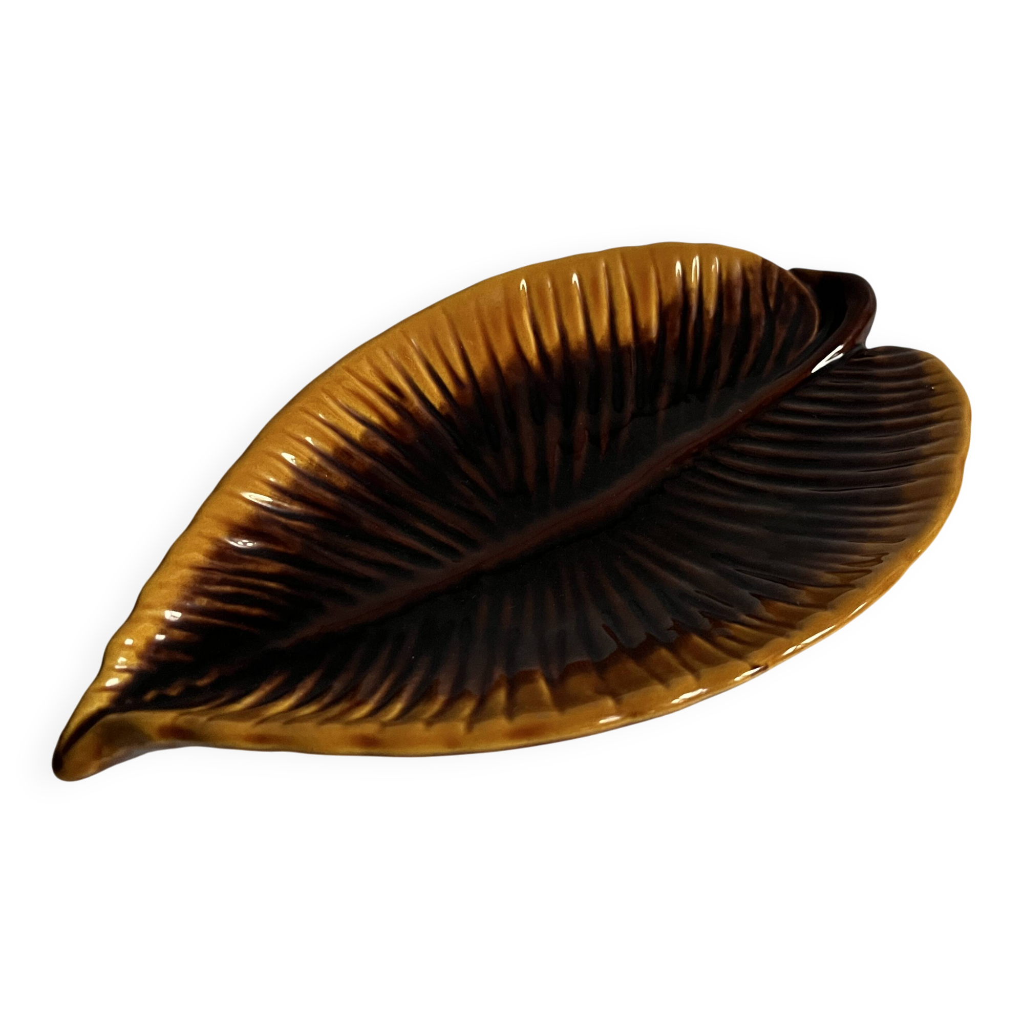 Vide poche céramique feuille