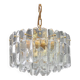 Magnificent luminaire in gilded brass and crystal glass Palazzo, Kalmar, Austria, 1970.