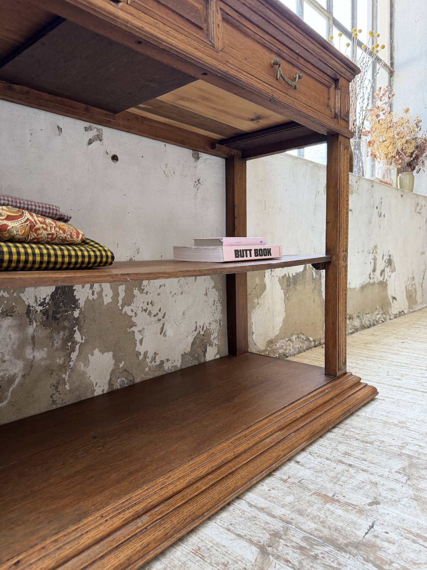 19th-century oak console table