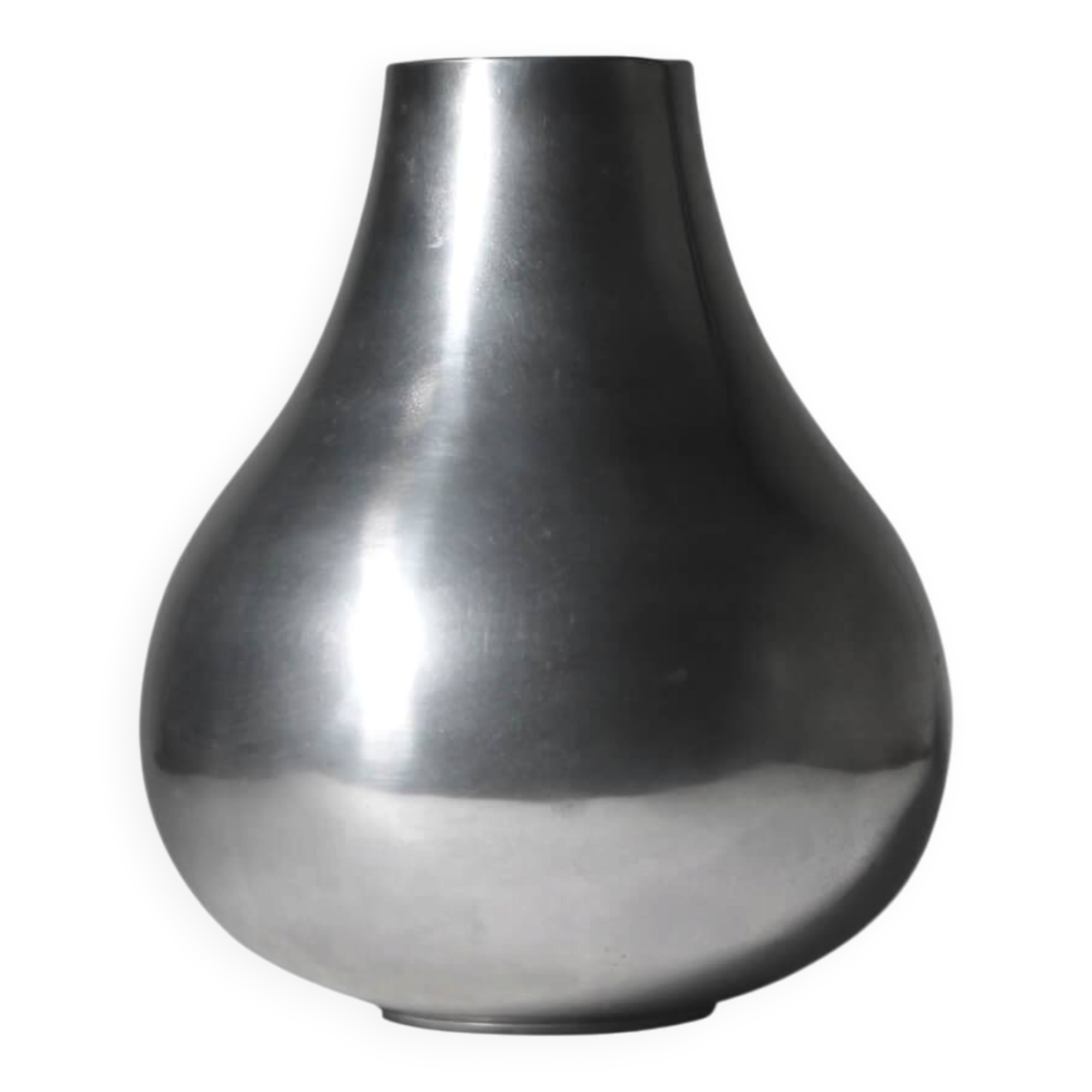 Polished Aluminum Bulbous Vase, Large