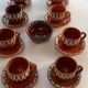 Coffee service composed of 17 pieces, 8 cups, 8 saucers and a sugar bowl, artisanal