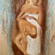 Signed pastel portrait of a woman "the manicurist"