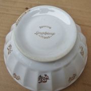 Set of 2 old ribbed white Longchamp porcelain bowls with gold decoration