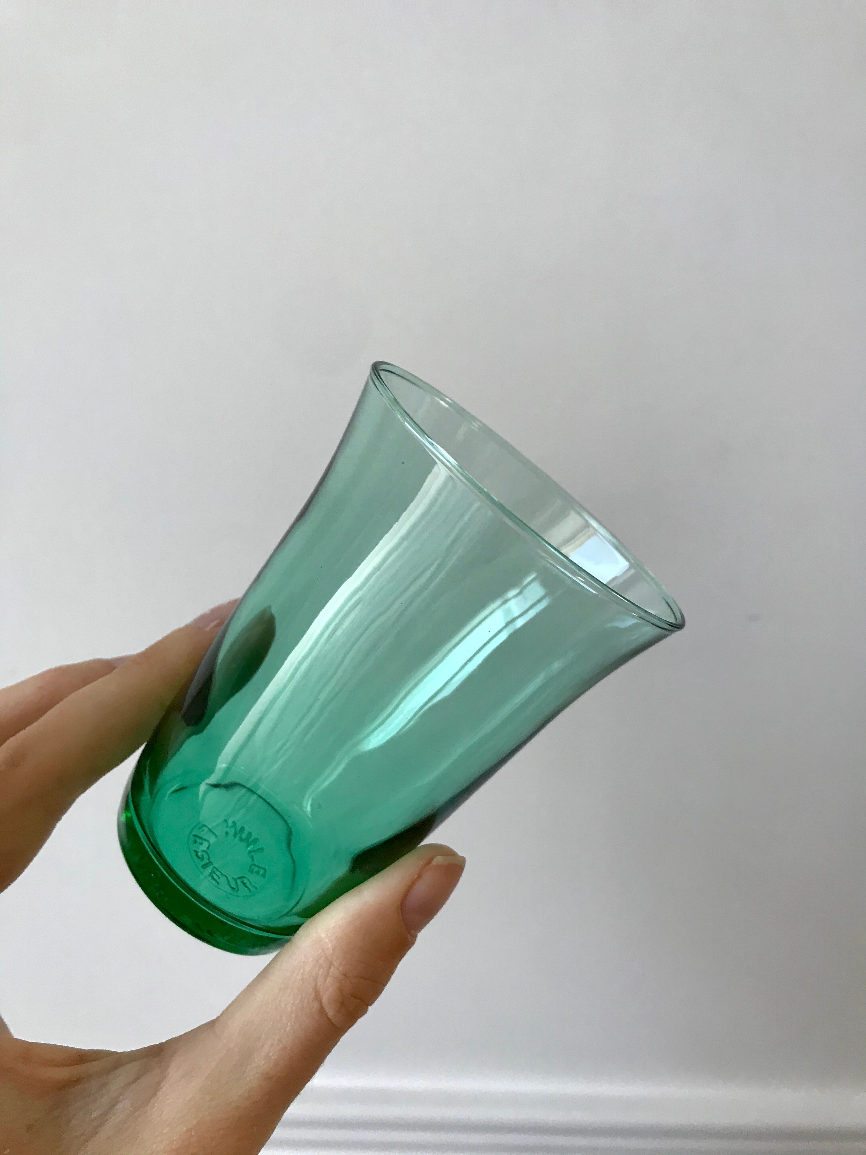 Lot de 6 verres à eau vert années 70