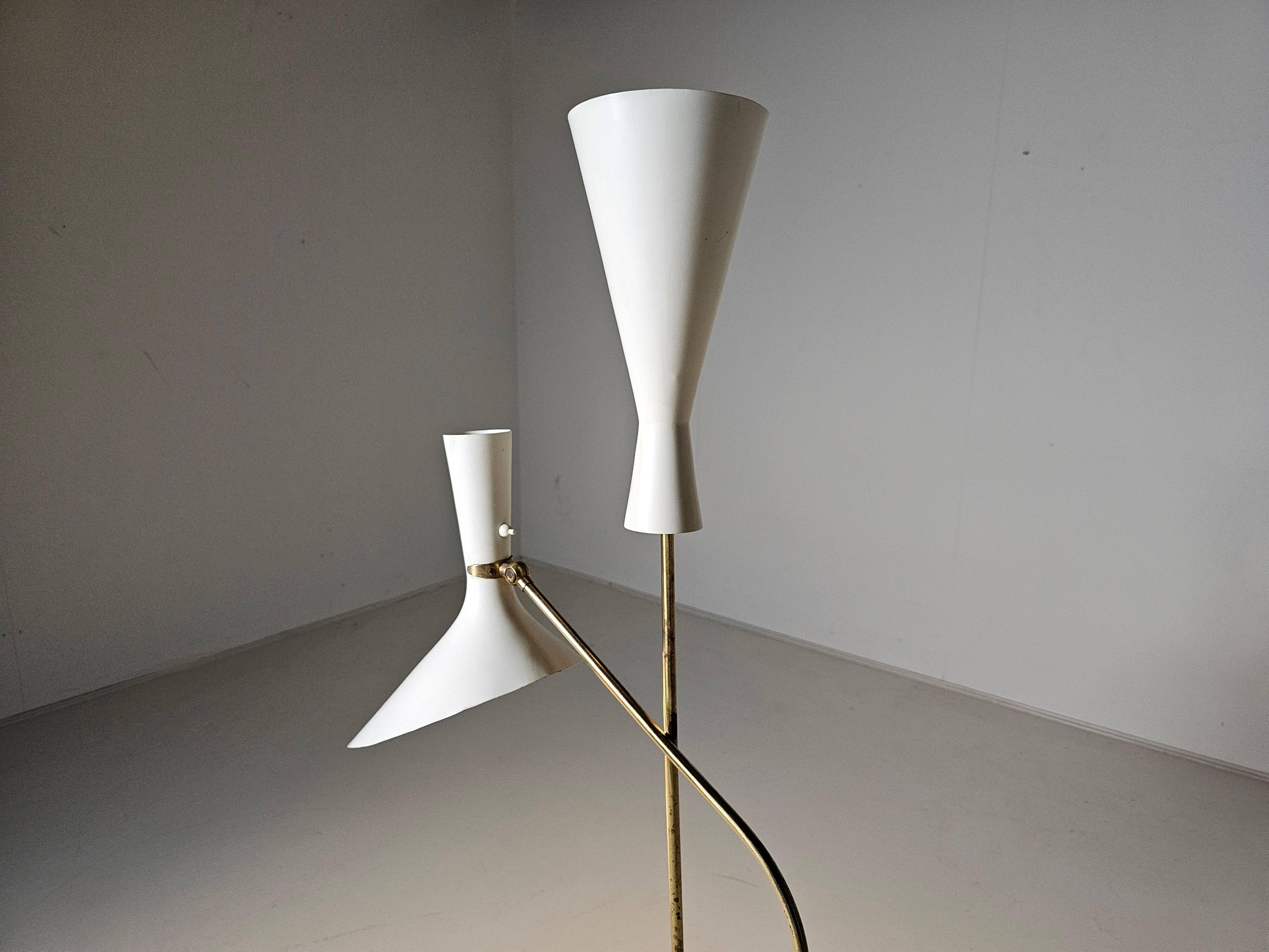 Carl Moore brass floor lamp for BAG Turgi, 1950s