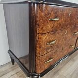 Grand buffet Art Déco en ronce d'acajou avec incrustations d'érable