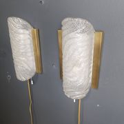 Pair of brass and glass wall lights by Fischer Leuchten, 1960s