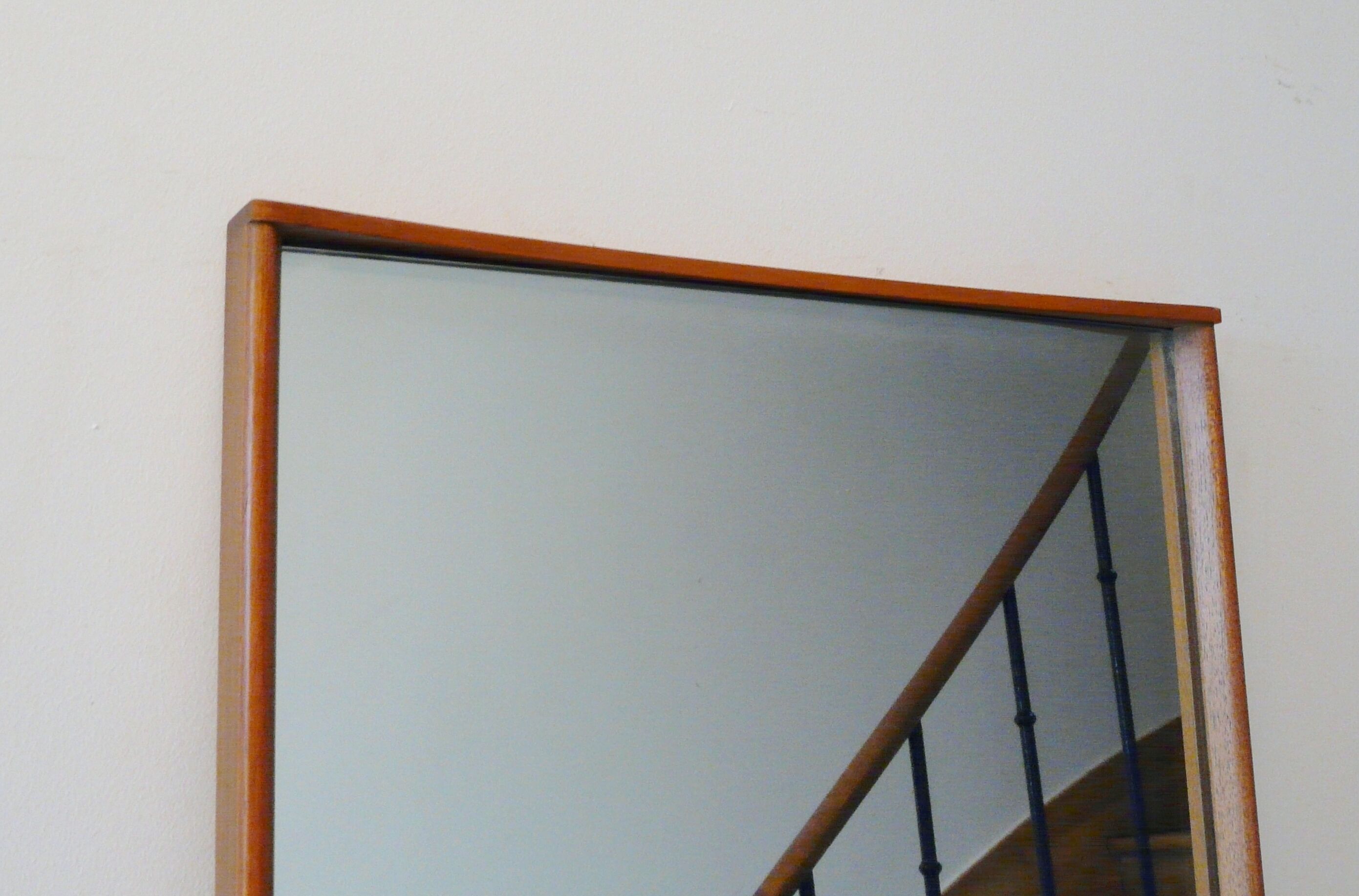 Scandinavian rectangular teak wall mirror - 45x122cm