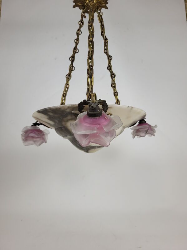 Lustre suspension art déco en marbre