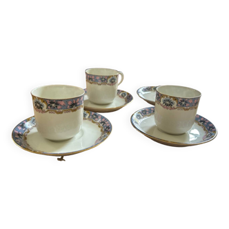 Set of 3 Limoges coffee cups