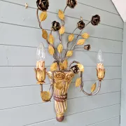 Large Florentine wall sconce, Hollywood Regency, 1960-70.