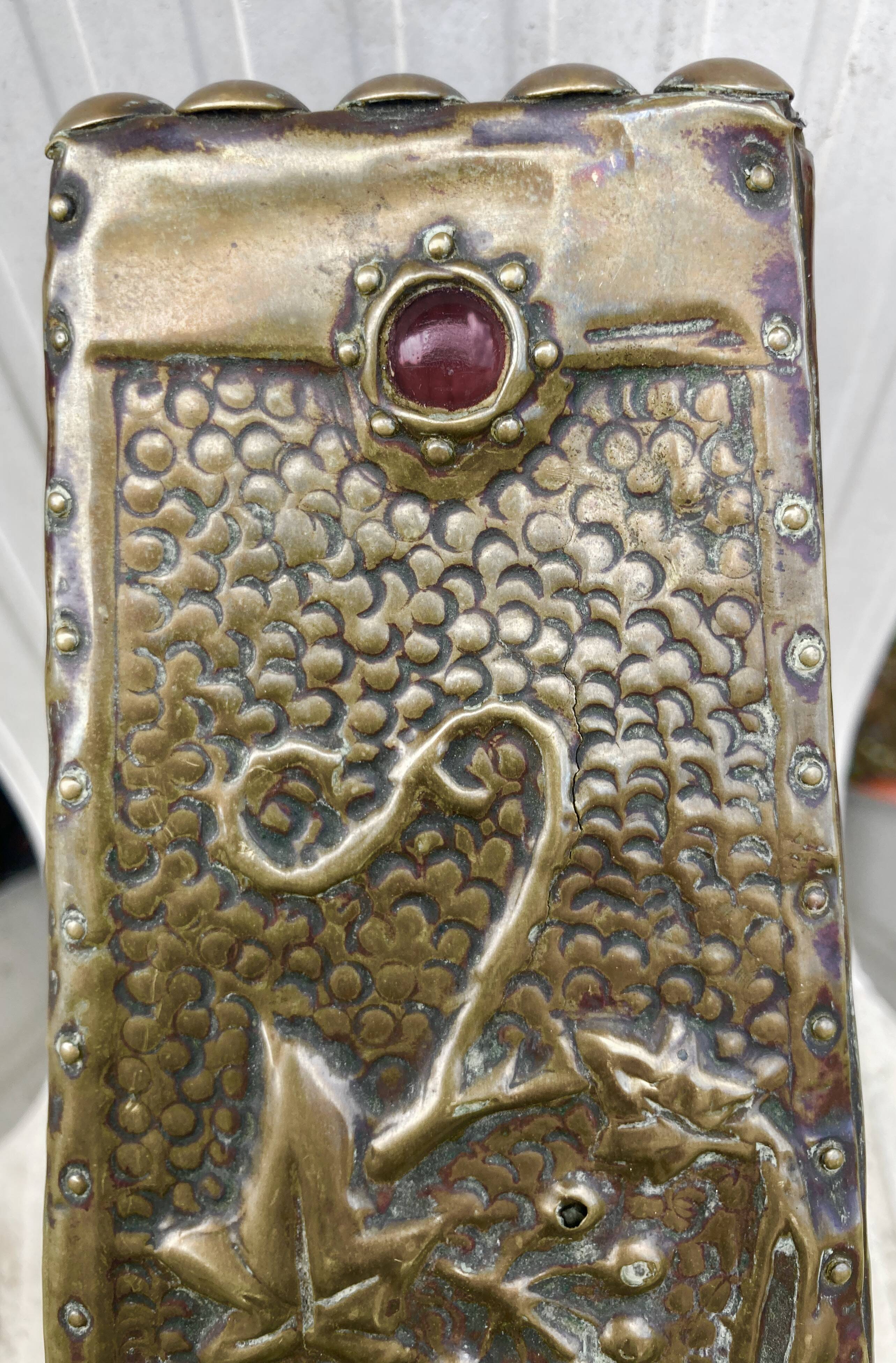 Embossed metal vase by alfred daguet, 1900 art nouveau period