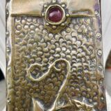 Embossed metal vase by alfred daguet, 1900 art nouveau period