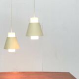 Glass and metal suspensions from the Mid-Century period, set of 2.