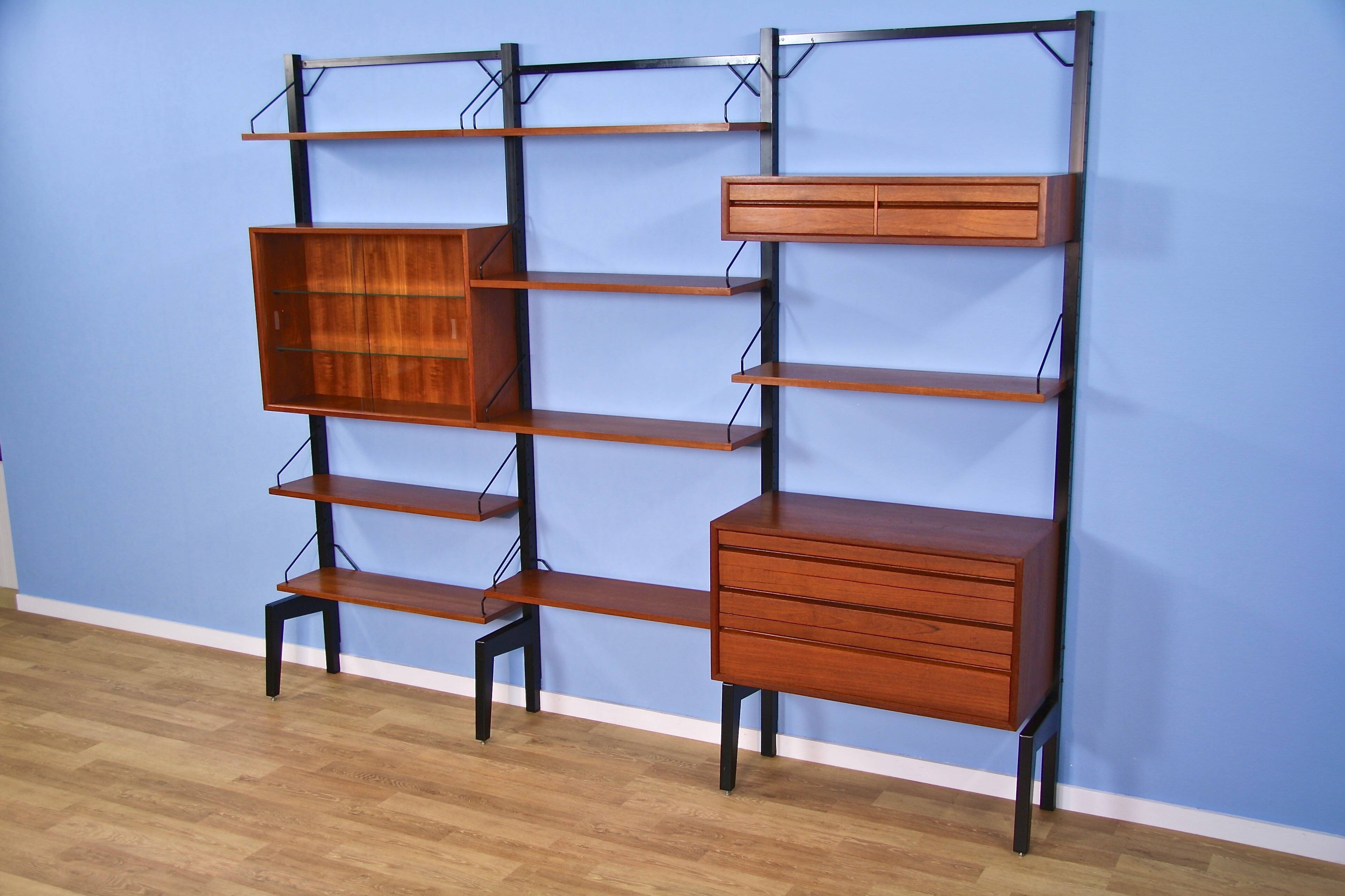 Teak wall unit by Poul Cadovius for Royal System Denmark, 1960s