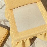 Vintage upholstered fabric toad armchair