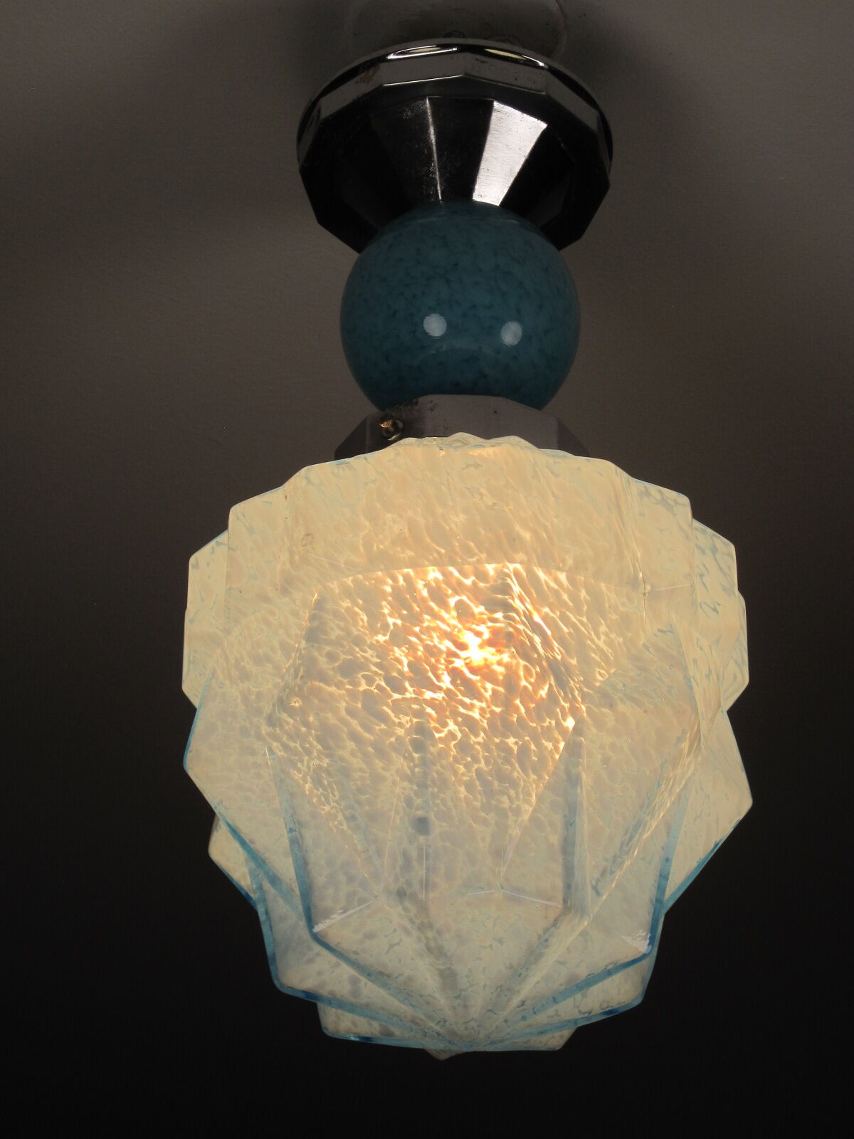 Double ceiling suspension lamp globe in glass