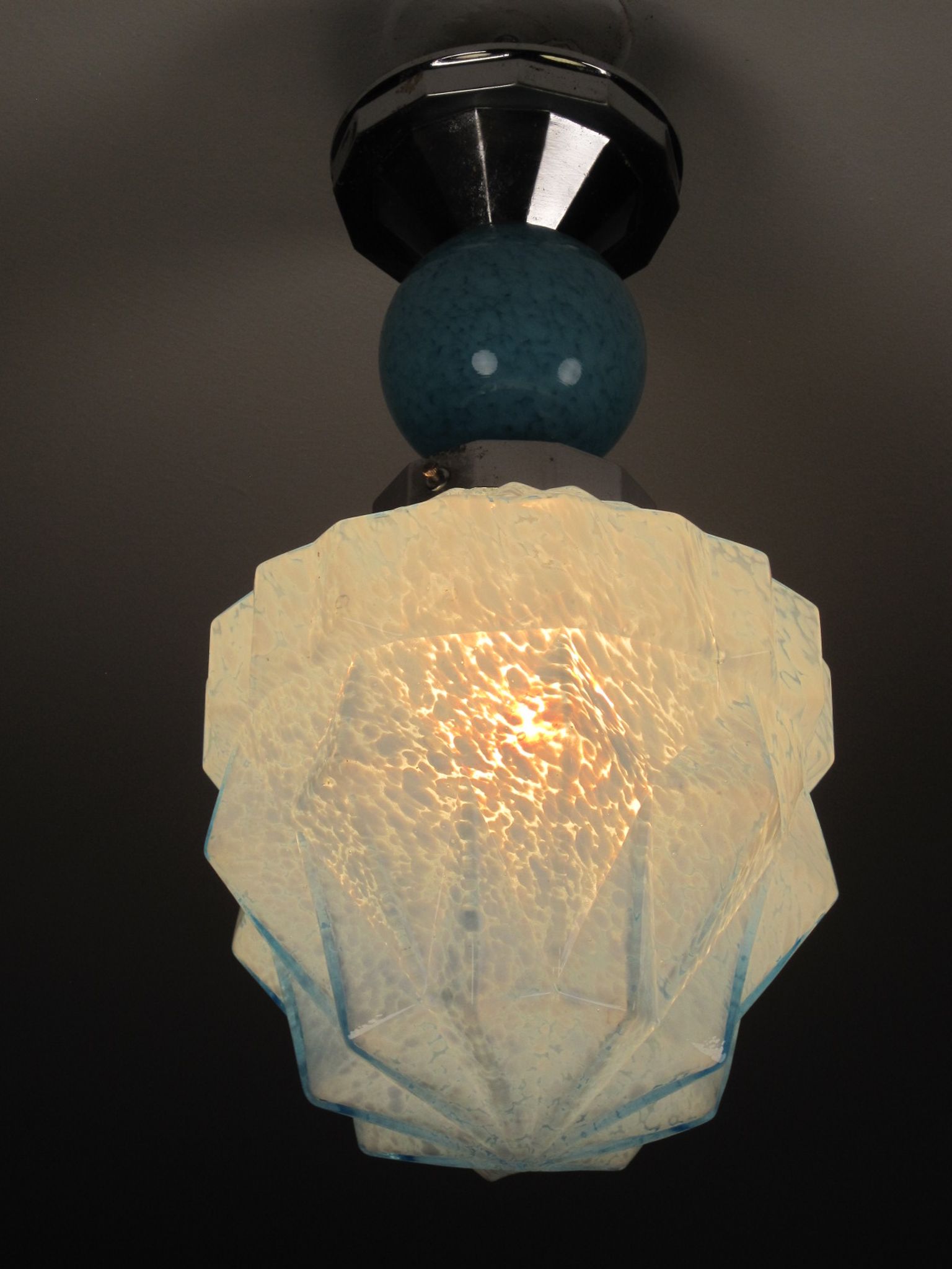 Double ceiling suspension lamp globe in glass