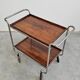 Bauhaus bar cart in walnut root veneer and steel