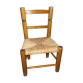Wooden and straw child chair
