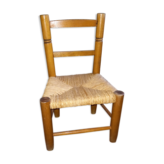 Chaise d'enfant bois et paille
