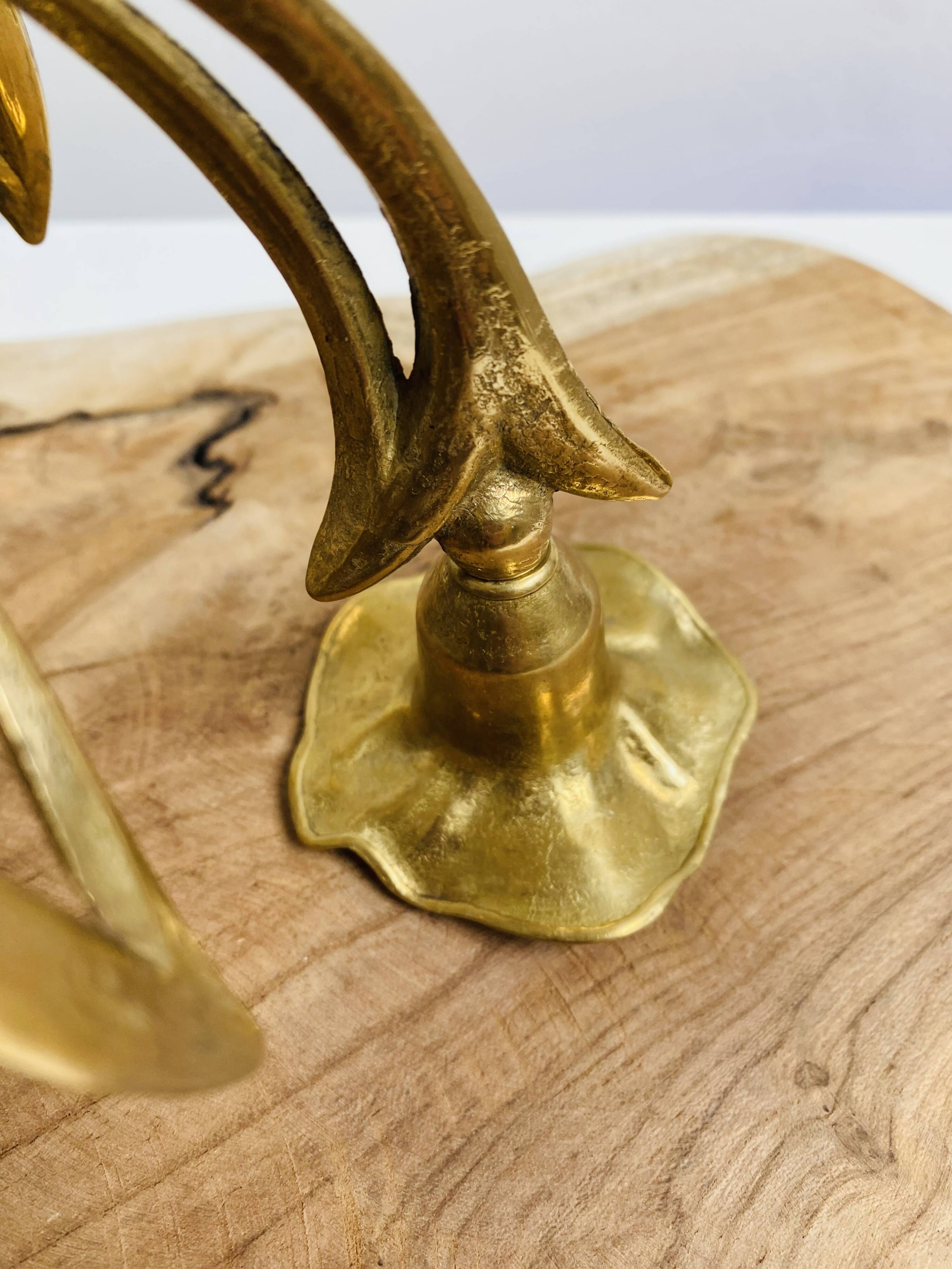 3-armed candlestick, brass flower bouquet