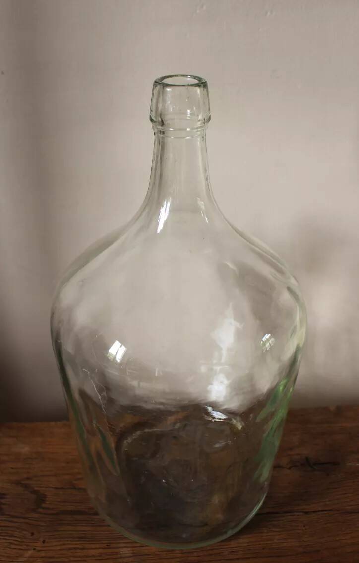 Clear glass demijohn carboy