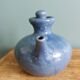 Blue glazed ceramic teapot signed