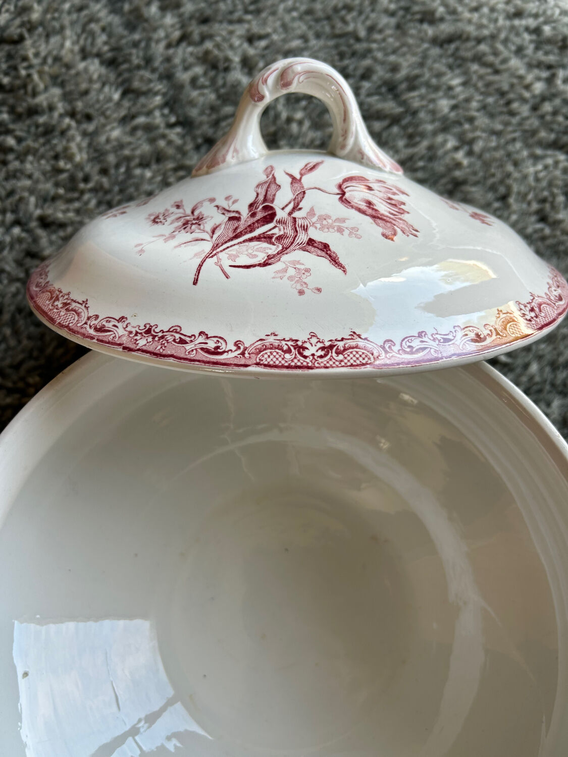 Antique ironstone soup tureen Sarreguemines Fontanges