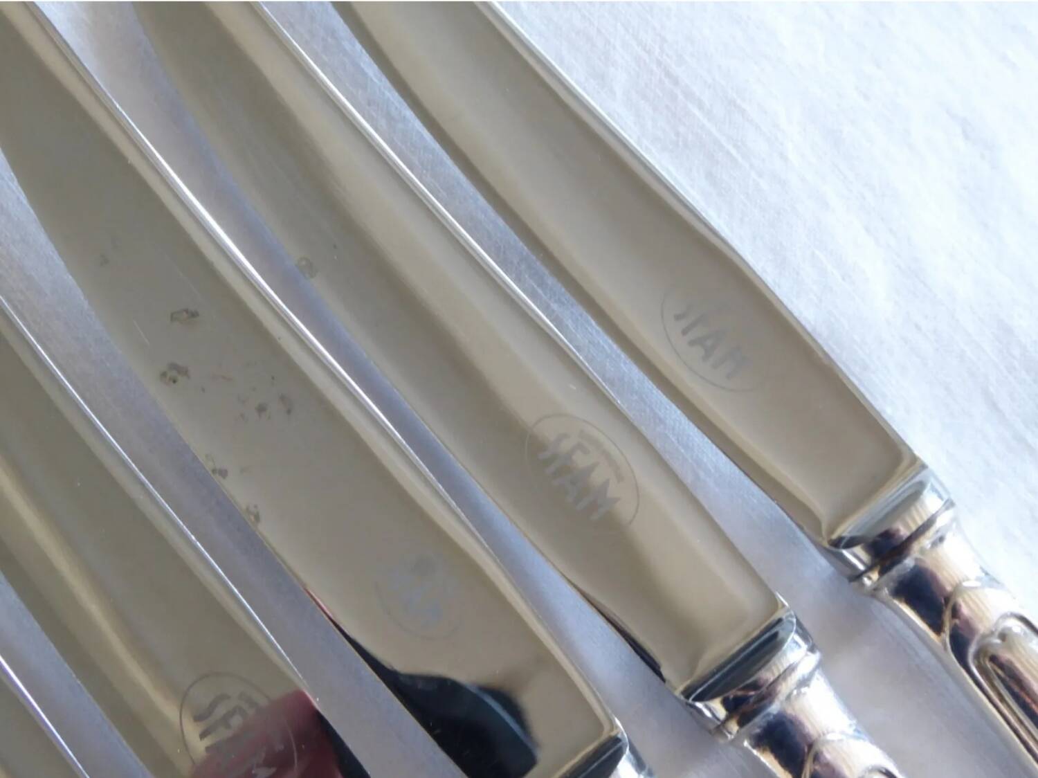 12 sfam dessert knives silver metal 21 cm