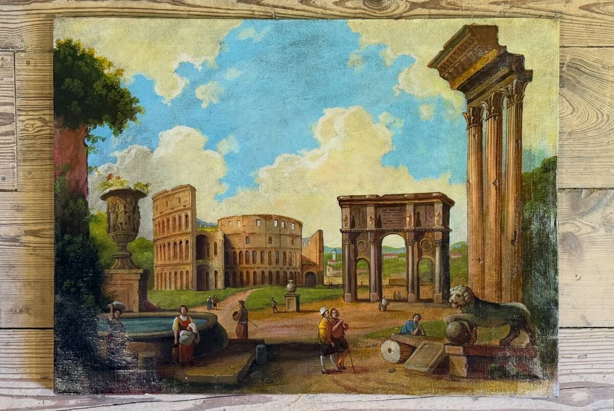 "The forum", a naive and romantic vision of Roman ruins, Italy, 19th century.
