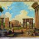 "The forum", a naive and romantic vision of Roman ruins, Italy, 19th century.