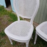 4 old wooden and cane chairs