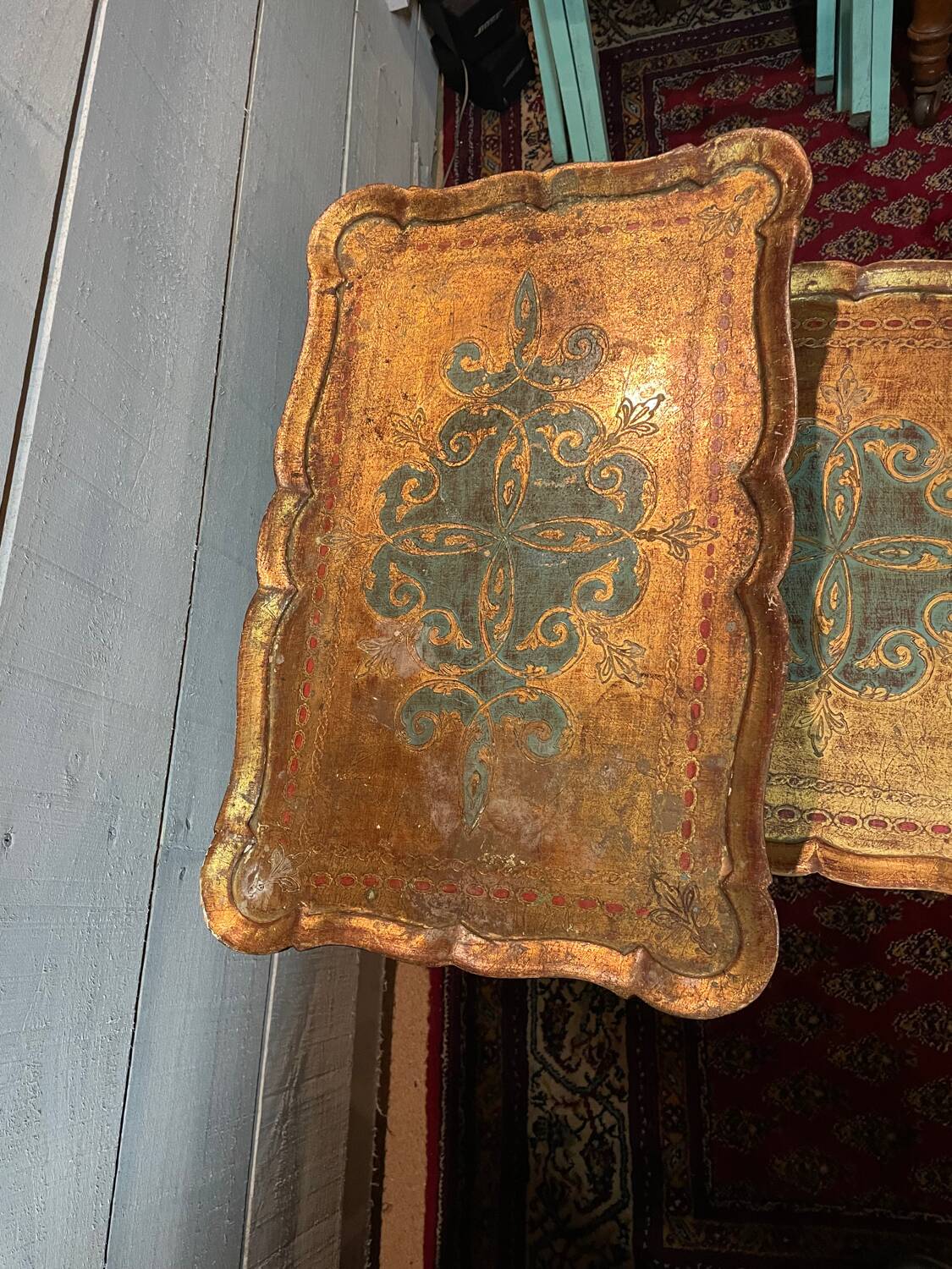Vintage Italian gilded wood nesting coffee table