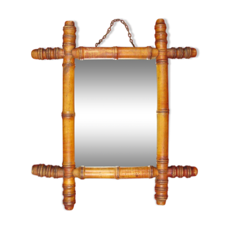 Miroir bambou vintage 40x35cm