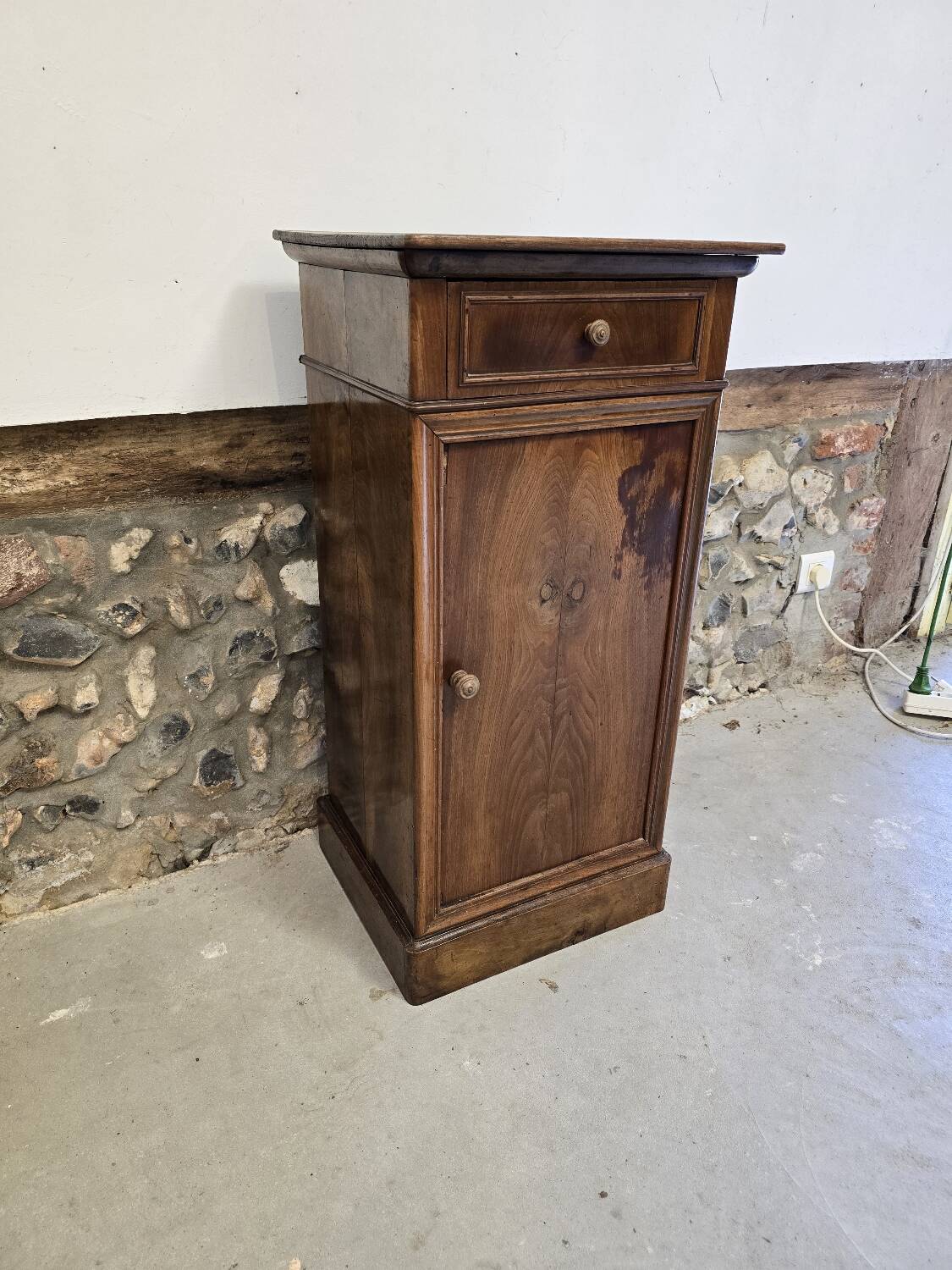 Small piece of furniture / bedside table in burr walnut
