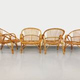 Set of 4 vintage rattan armchairs from the 60s