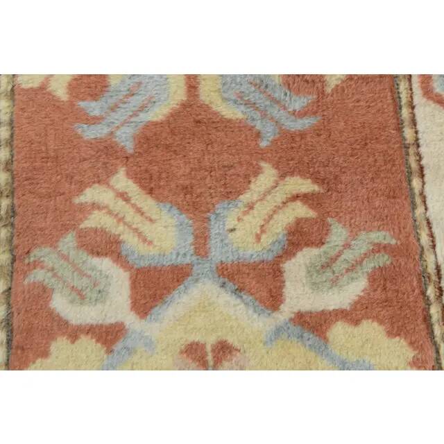 1970s Vintage Turkish Handmade Wool & Cotton Orange Runner Rug 69X196