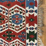 Ancient Turkish Kilim rug handwoven – geometric patterns 98x96 cm